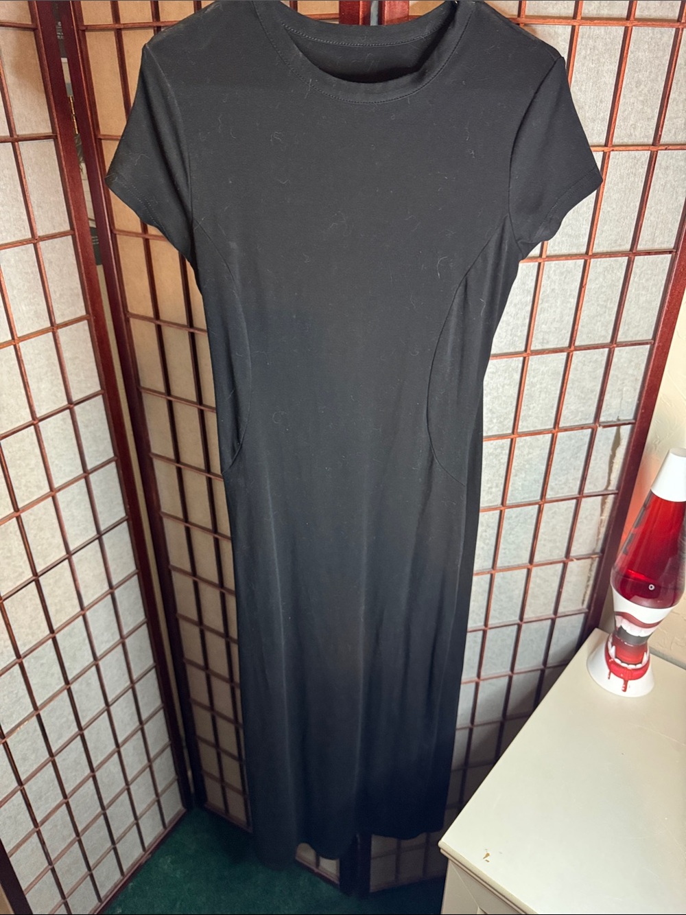 Black Short-Sleeve Maxi Dress